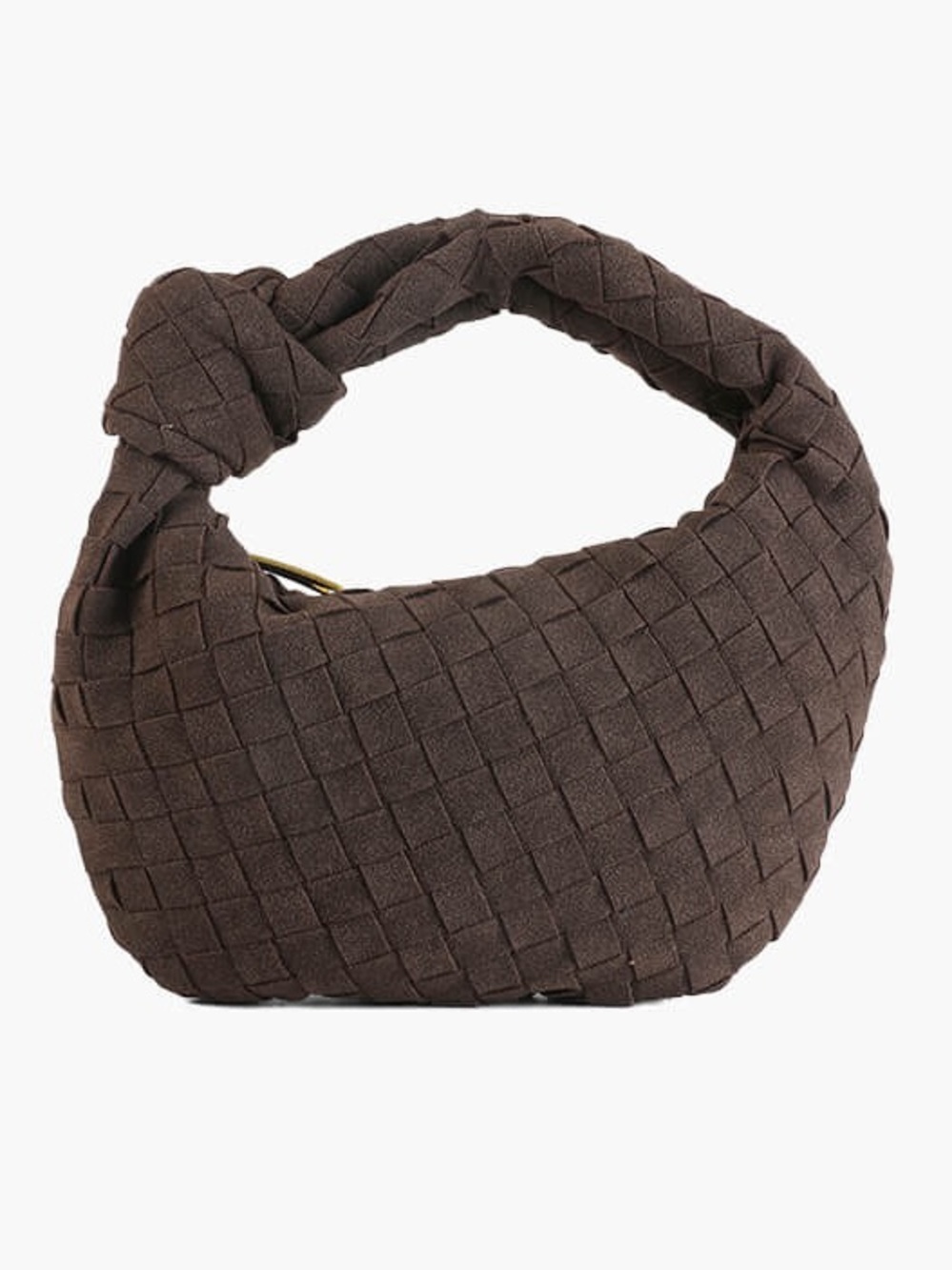 Soera Suede Woven Mini Handbag in Dark Brown
